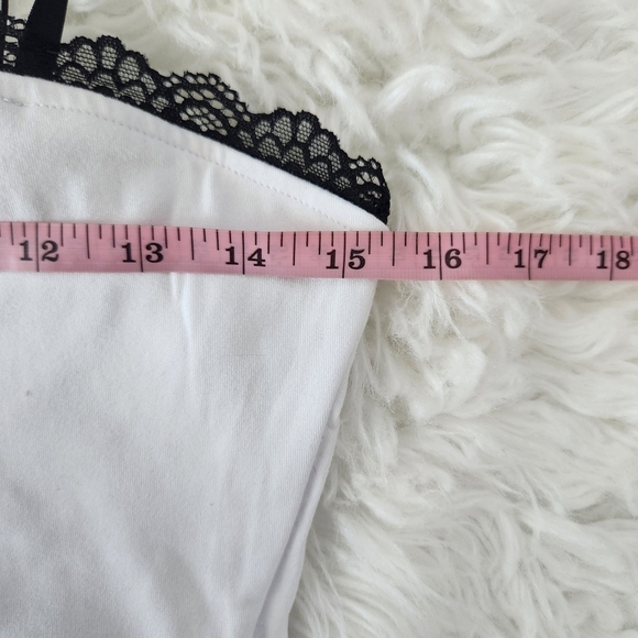 Charlotte Russe crop spaghetti straps lace trim cami tops. Pink-Black-Wh… - Picture 6 of 9